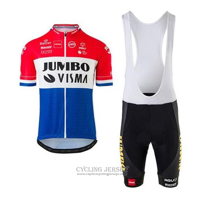 2020 Cycling Jersey Jumbo Visma Red White Blue Short Sleeve And Bib Short